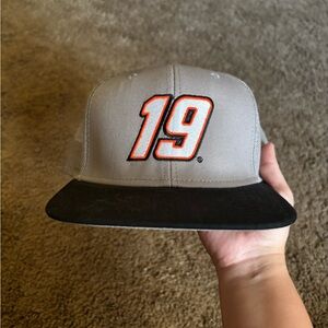 Nascar Gray Hat with Black Brim and Orange 19